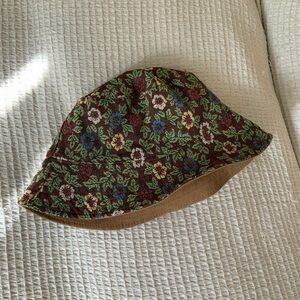 Vintage Free People Brown Floral Flower Bucket Hat Garden Cap